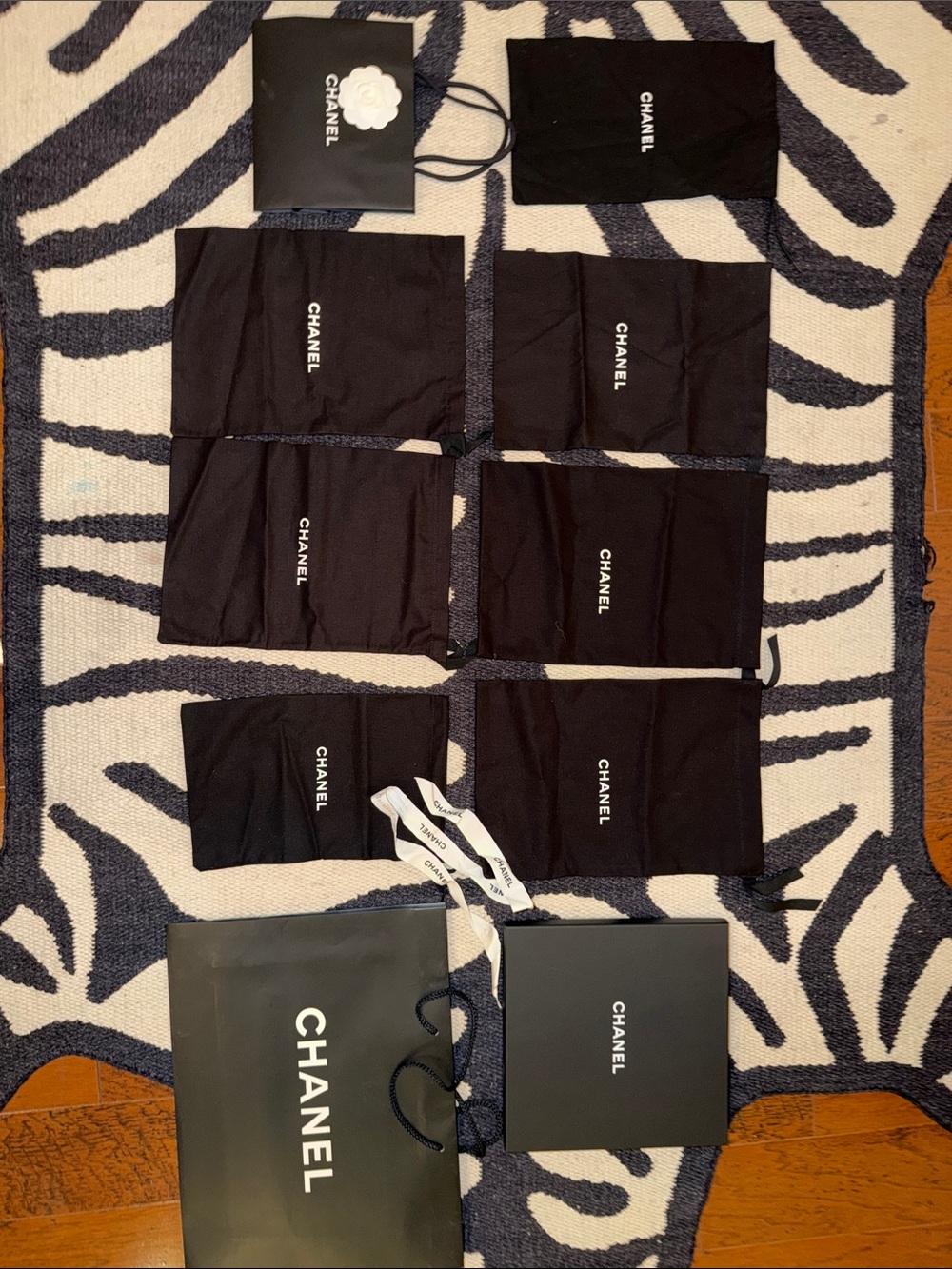 CHANEL Black Logo Dust Bags and Shopping Bag Set